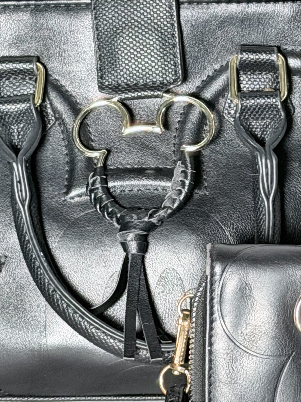 Disney Black Faux-Leather Mickey Tote and Wallet Set with White Accents - Picture 4 of 14